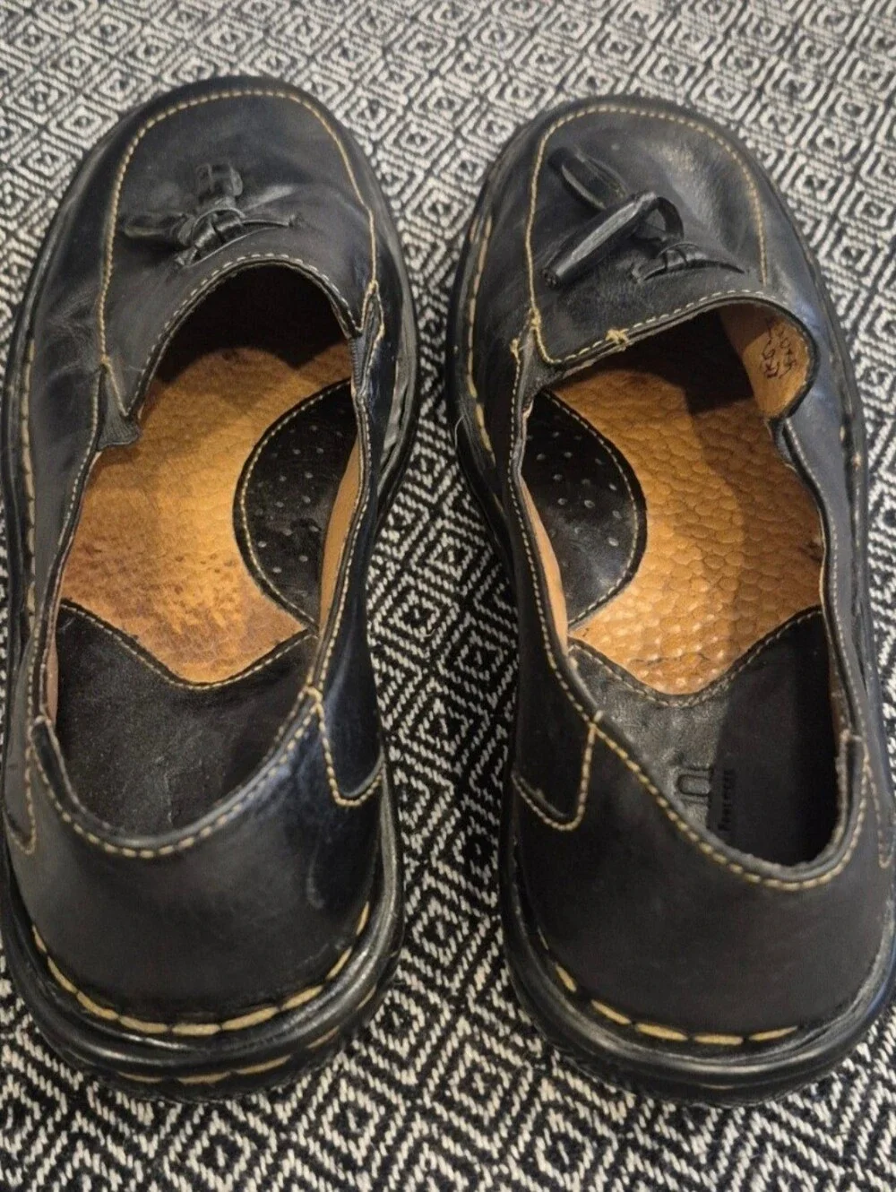Born Black Leather Loafers With Tassels Size 6.5